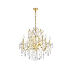 St. Francis 12 light Gold Chandelier Clear Royal Cut Crystal
