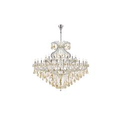 Maria Theresa 49 light Chrome Chandelier Golden Teak (Smoky) Royal Cut Crystal