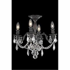 Rosalia 4 light Dark Bronze Flush Mount Golden Teak (Smoky) Royal Cut Crystal