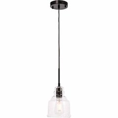 Pierce 1 light Black and Clear seeded glass pendant