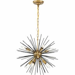 Timber 8 light Brass and Black pendant