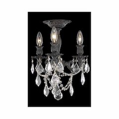 Rosalia 3 light Dark Bronze Flush Mount Golden Teak (Smoky) Royal Cut Crystal