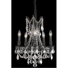 Rosalia 5 light Dark Bronze Pendant Golden Teak (Smoky) Royal Cut Crystal
