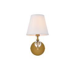 Bethany 1 light bath sconce in brass with white fabric shade