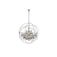 Geneva 18 light polished nickel Chandelier Silver Shade (Grey) Royal Cut crystal