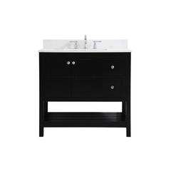 36 inch Single Bathroom Vanity in Black with Backsplash