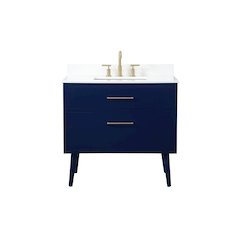 36 Inch Bathroom Vanity In Blue With Backsplash