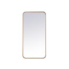 Soft corner metal rectangular mirror 18x36 inch in Brass