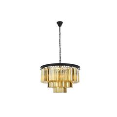 Sydney 9 light Matte Black Chandelier Golden Teak (Smoky) Royal Cut Crystal