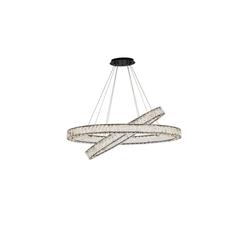 Monroe 40 inch LED oval double ring pendant in black