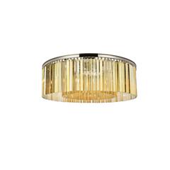 Sydney 10 light polished nickel Flush Mount Golden Teak