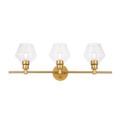 Gene 3 light Brass and Clear glass Wall sconce