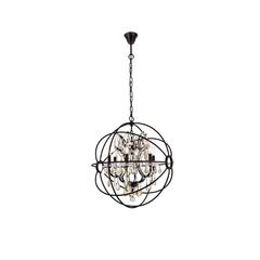 Geneva 6 light Dark Bronze Chandelier Golden Teak (Smoky) Royal Cut crystal