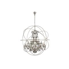 Geneva 25 light polished nickel Chandelier Silver Shade (Grey) Royal Cut crystal