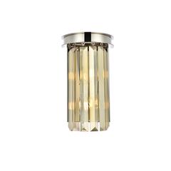 Sydney 2 light polished nickel Wall Sconce Golden Teak (Smoky) Royal Cut Crystal