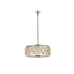 Madison 5 light polished Nickel Chandelier Golden Teak (Smoky) Royal Cut Crystal