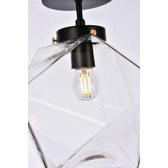 Lawrence 1 light black and clear glass flush mount