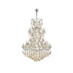 Maria Theresa 61 light Chrome Chandelier Golden Teak (Smoky) Royal Cut Crystal