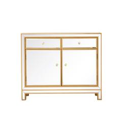 End table 2 drawers 2 doors 38in. W x 12in. D x 32in. H in gold