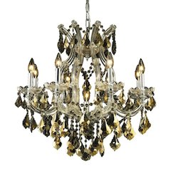 Maria Theresa 9 light Chrome Chandelier Golden Teak (Smoky) Royal Cut Crystal