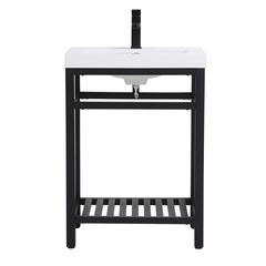 24 inch Single Bathroom Metal Vanity in Black