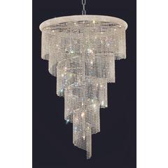 Spiral 29 light Chrome Chandelier Clear Royal Cut Crystal