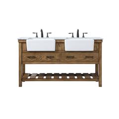 60 inch double bathroom vanity in driftwood