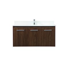 40 Inch Single Bathroom Vanity In Walnut With Backsplash