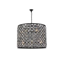 Madison 12 light Matte Black Chandelier Silver Shade (Grey) Royal Cut Crystal