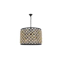 Madison 8 light Matte Black Chandelier Golden Teak (Smoky) Royal Cut Crystal