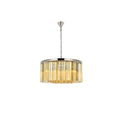 Sydney 8 light polished nickel Chandelier Golden Teak (Smoky) Royal Cut Crystal