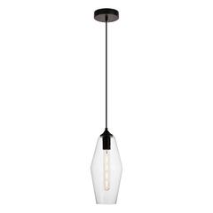 Placido Collection Pendant D5.9 H14.2 Lt:1 Black and Clear Finish