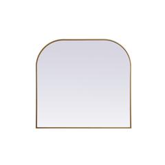 Metal Frame Arch Mirror 40x38 Inch in Brass