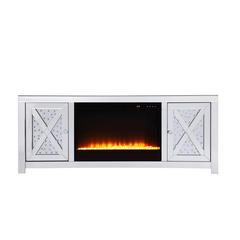 59 in.crystal mirrored TV stand with crystal insert fireplace