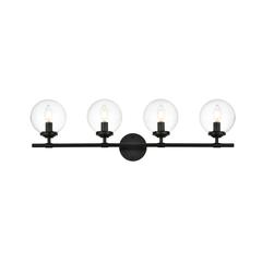 Ingrid 4 light Black and Clear Bath Sconce