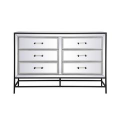 48 inch mirrored 6 drawers chest in black