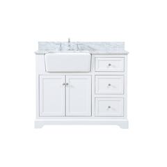42 inch Single bathroom vanity in white with backsplash