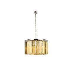 Sydney 8 light polished nickel Chandelier Golden Teak (Smoky) Royal Cut Crystal