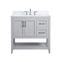 36 inch Single Bathroom Vanity in Grey with Backsplash