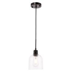 Gabe 1 light Black and Clear seeded glass pendant