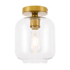 Collier 1 light Brass and Clear glass Flush mount