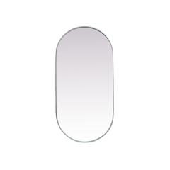 Metal Frame Oval Mirror 24x48 Inch in Silver