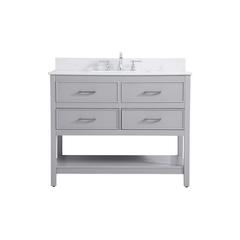 42 inch Single bathroom vanity in gray with backsplash
