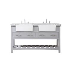 60 inch double bathroom vanity in grey