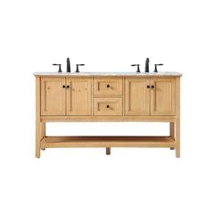 60 inch double bathroom vanity in natural wood