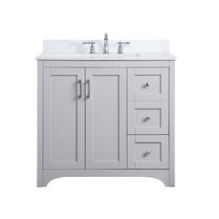 36 inch Single Bathroom Vanity in Grey with Backsplash