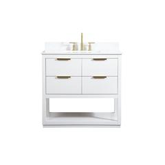 36 inch Single bathroom vanity in white with backsplash