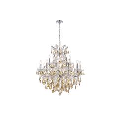 Maria Theresa 19 light Chrome Chandelier Golden Teak (Smoky) Royal Cut Crystal