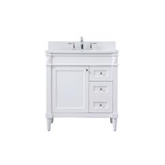 32 inch Single bathroom vanity in white with backsplash