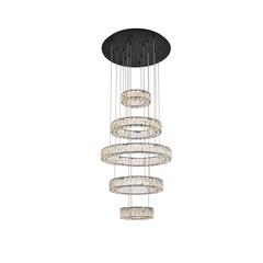 Monroe 25 inch LED five ring chandelier in black